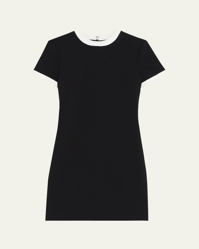Short-Sleeve Bicolor Sheath Mini Dress